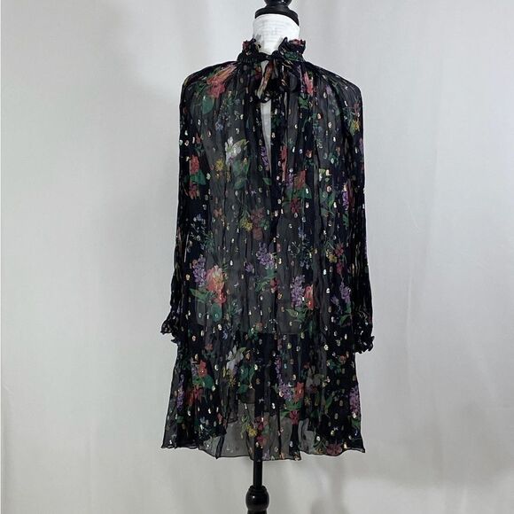 Amur Yael Sheer Pleated A-Line Dress size 6 - Picture 8 of 13